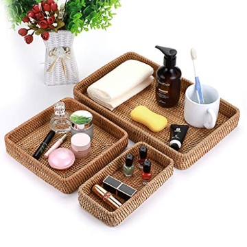 Stylish Handwoven Rattan Serving Tray Set for Home Decor