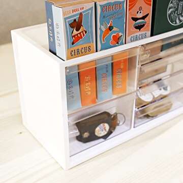 livinbox Desk storage organizer with 10 Drawers and dividers, For Hair accessories Arts Crafts Sewing Supplies Teacher toolbox Medicine Vitamin Wall Mountable Cabinet, White A9-5244-WT