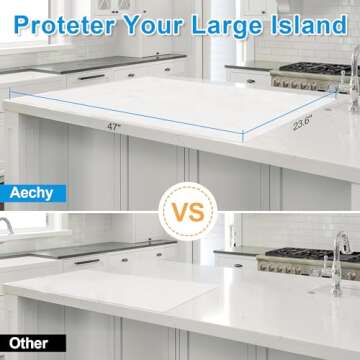 AECHY Silicone Mats for Kitchen Counter 47"x23.6"x0.08”, Largest Heat Resistant Mat Shipped Rolled Up Kitchen Island Silicone Countertop Protector Mat Nonslip Extra Large Counter Mat, Translucent