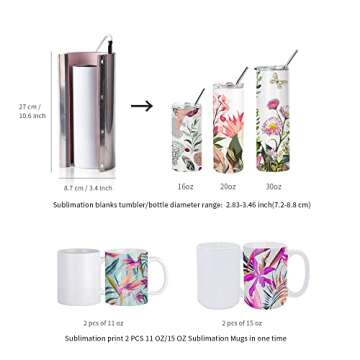 PYD Life 110 V Tumbler Heat Press Machine Blue Mug Press Machine for 30 OZ 20 OZ 16 OZ Straight Sublimation Blanks Skinny Tumbler 15 OZ 11 OZ Sublimation Ceramic Mugs Heat Transfer Print