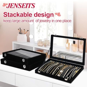 Jenseits Jewelry Organizer with Velvet and Clear Lid