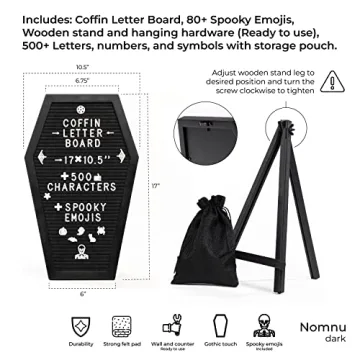 Coffin Letter Board With Emojis and Wooden Stand