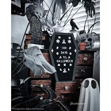 Coffin Letter Board With Emojis and Wooden Stand