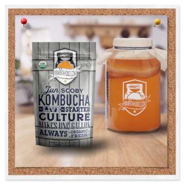 Jun Kombucha Starter Culture - USDA Certified Organic SCOBY & Starter Tea - Makes 1 Gallon - Brewed with Organic Green Tea & Honey - Brew Jun Tea!