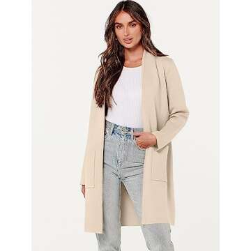 ANRABESS Cardigan Sweater for Women Casual 2024 Fall Fashion Coat Long Sleeve Open Front Knit Coatig...