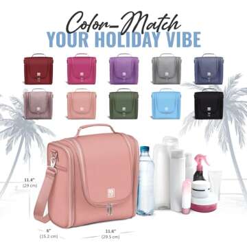 BOACAY Extra Large Hanging Travel Toiletry Bag for Women and Men, Makeup Bag, Bathroom & Shower Organizer Kit for Accessories, Cosmetics, Essentials