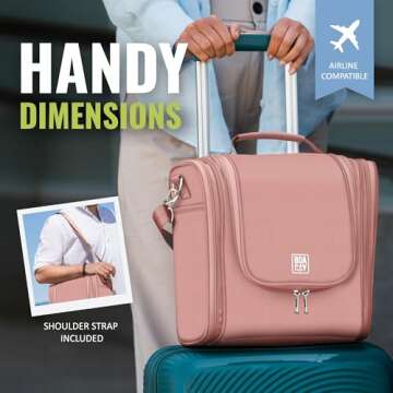 BOACAY Extra Large Hanging Travel Toiletry Bag for Women and Men, Makeup Bag, Bathroom & Shower Organizer Kit for Accessories, Cosmetics, Essentials