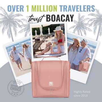 BOACAY Extra Large Hanging Travel Toiletry Bag for Women and Men, Makeup Bag, Bathroom & Shower Organizer Kit for Accessories, Cosmetics, Essentials