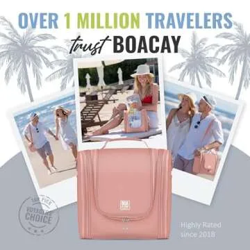 BOACAY Extra Large Hanging Travel Toiletry Bag for Women and Men, Makeup Bag, Bathroom & Shower Organizer Kit for Accessories, Cosmetics, Essentials