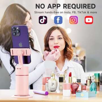 Auto Face Tracking Tripod - 360° Rotation Auto Tracking Phone Holder,No App, Phone Camera Mount wit...