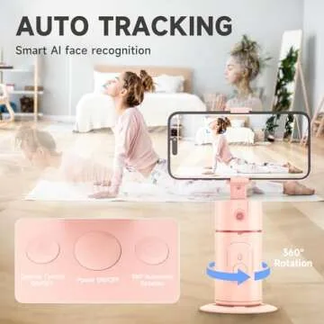 Auto Face Tracking Tripod - 360° Rotation Auto Tracking Phone Holder,No App, Phone Camera Mount with Remote and Gesture Control, Rechargeable Smart Shooting Holder for Video Recording
