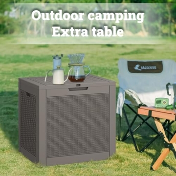 NUNU LAB 31 Gallon Outdoor Storage Box Waterproof,Indoor Outside Deck Boxes,Backyard Storage Bin For Package Delivery,Garden Tools,Patio Cushions,Pool Accessories,Storage Bench Lockable Lid