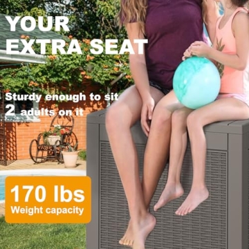 NUNU LAB 31 Gallon Outdoor Storage Box Waterproof,Indoor Outside Deck Boxes,Backyard Storage Bin For Package Delivery,Garden Tools,Patio Cushions,Pool Accessories,Storage Bench Lockable Lid