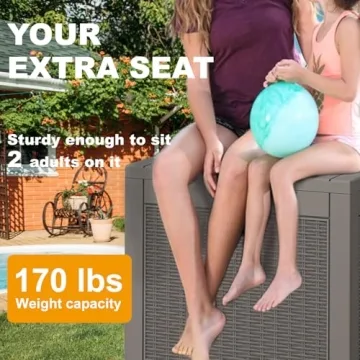 NUNU LAB 31 Gallon Outdoor Storage Box Waterproof,Indoor Outside Deck Boxes,Backyard Storage Bin For Package Delivery,Garden Tools,Patio Cushions,Pool Accessories,Storage Bench Lockable Lid