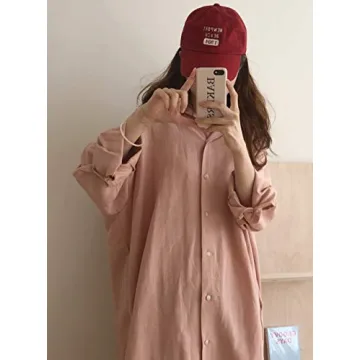 GGUHHU Chic Button Down Cotton Maxi Dress for Women