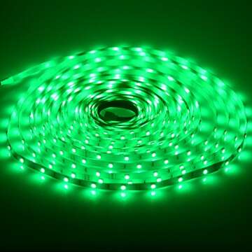 Rxment 33ft LED Strip Lights (300LEDs) High Density - 24V Super Bright LED Lights for Bedroom with Remote, RGB 5050 Color Changing Strip Lighting, Flexible, Cuttable, Dimmable