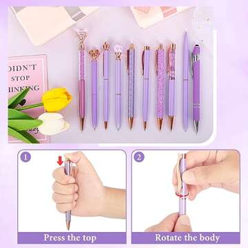 DAIKOYE 10 Pcs Ballpoint Pens Set for Women and Girls