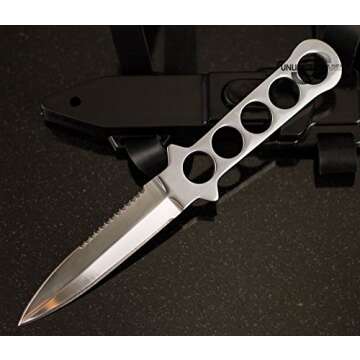 9" Scuba Diving Stainless Steel Fixed Blade Knife Survival Hunting Serrated- Hunting Knives, Militar...