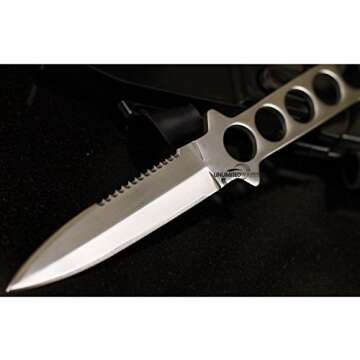 9" Scuba Diving Stainless Steel Fixed Blade Knife Survival Hunting Serrated- Hunting Knives, Military Surplus - Survival and Camping Gear