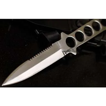 9" Scuba Diving Stainless Steel Fixed Blade Knife Survival Hunting Serrated- Hunting Knives, Military Surplus - Survival and Camping Gear