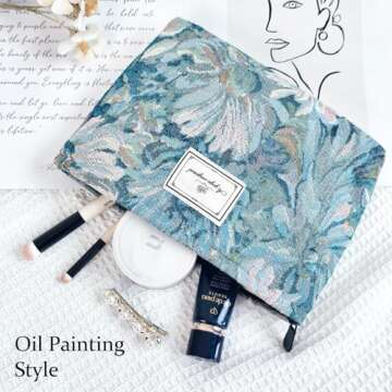 STARDW Aesthetic Floral Makeup Bag - Chic Cosmetic Organizer for Daily Use