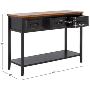 Safavieh Home Collection Aiden Black/Oak 3-Drawer Bottom Shelf Console Table
