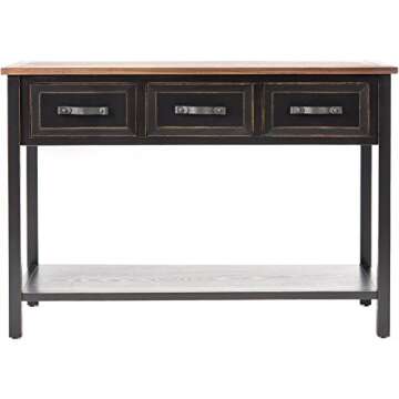 Safavieh Home Collection Aiden Black/Oak 3-Drawer Bottom Shelf Console Table