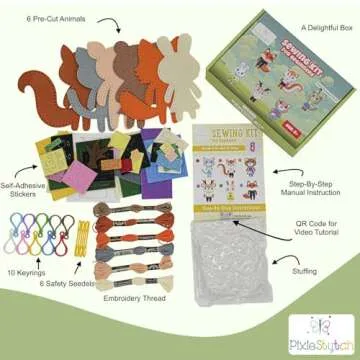 Beginner Sewing Kit for Kids - Sew & Create 6 Adorable Stuffed Animal Projects - Fun DIY Craft Set for Ages 6 and up - Educational & Creative Sewing Kit for Girls & Boys - Gift for Young Crafters