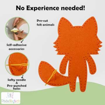 Beginner Sewing Kit for Kids - Sew & Create 6 Adorable Stuffed Animal Projects - Fun DIY Craft Set for Ages 6 and up - Educational & Creative Sewing Kit for Girls & Boys - Gift for Young Crafters