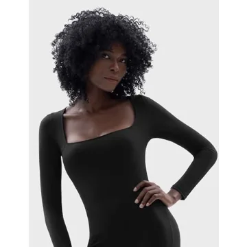 PUMIEY Black Jumpsuit for Women Long Sleeve Bodycon Outfit