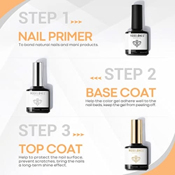 MODELONES Gel Nail Set: Top Coat, Base Coat & Primer