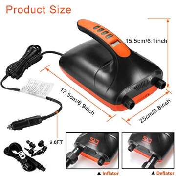 Electric Air Pump, 12V Smart High Pressure Pump with Intelligent Dual Stage & Auto-Off Function with...