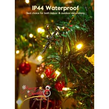 66FT 200 LED Christmas Tree Lights, Twinkle Fairy Lights String with 8 Flashing Modes String Lights for Indoor Bedroom Outdoor Christmas Trees Garland Wreath Holiday Decorations, Warm White