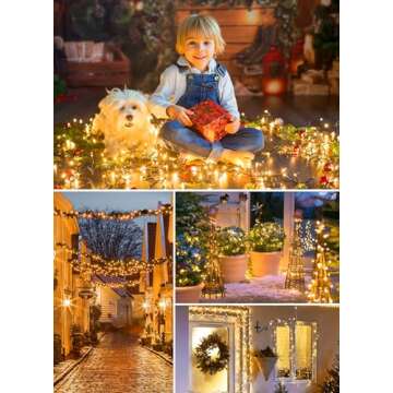 66FT 200 LED Christmas Tree Lights, Twinkle Fairy Lights String with 8 Flashing Modes String Lights for Indoor Bedroom Outdoor Christmas Trees Garland Wreath Holiday Decorations, Warm White