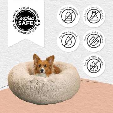 Cozy Calming Donut Bed for Dogs and Cats - Taupe