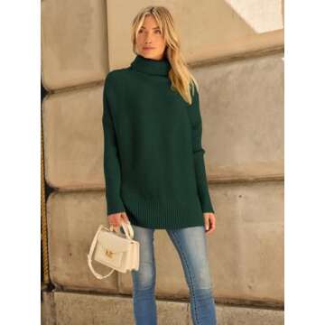 LILLUSORY Womens Turtleneck Oversized Tunic Fall Sweaters 2024 Trendy Casual Long Pullover Knit Wint...
