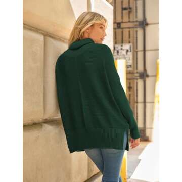 LILLUSORY Womens Turtleneck Oversized Tunic Fall Sweaters 2024 Trendy Casual Long Pullover Knit Winter Casual Cute Poncho Fashion Trendy Clothes Outfits Clothing Tops Green