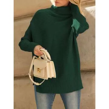 LILLUSORY Women's Turtleneck Oversized Tunic for Winter