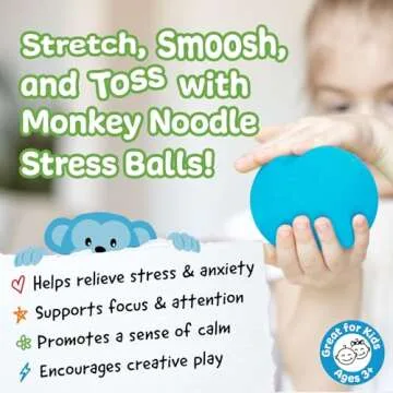 Squishy Stress Balls from The Original Monkey Noodle - 3 Pack - Sensory Toys for Kids with Unique Needs - Fosters Creativity, Focus, and Fun - Great for Classrooms, Home, and Playtime (3 Colors)