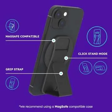 CLCKR Finger Phone Grip for MagSafe Stand, Phone Grip Loop Holder with Kickstand, Magnetic Phone Gri...