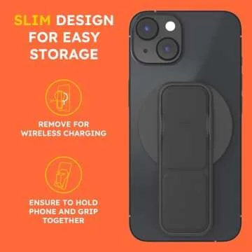 CLCKR Finger Phone Grip for MagSafe Stand, Phone Grip Loop Holder with Kickstand, Magnetic Phone Grip Holder, for iPhone 16/15/14/13/12 Pro Max Plus Series, Jet Black