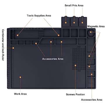 Premium Heat Resistant 932°F Magnetic Silicone Soldering Mat Electronics Work Mat for Computer Cell Phone Laptop Repair, BGA Soldering Gun Iron Workbench Protection
