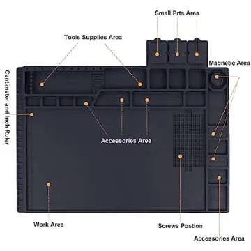 Premium Heat Resistant 932°F Magnetic Silicone Soldering Mat Electronics Work Mat for Computer Cell Phone Laptop Repair, BGA Soldering Gun Iron Workbench Protection