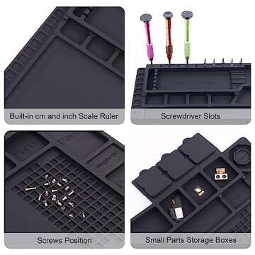 Premium Heat Resistant 932°F Magnetic Silicone Soldering Mat Electronics Work Mat for Computer Cell Phone Laptop Repair, BGA Soldering Gun Iron Workbench Protection