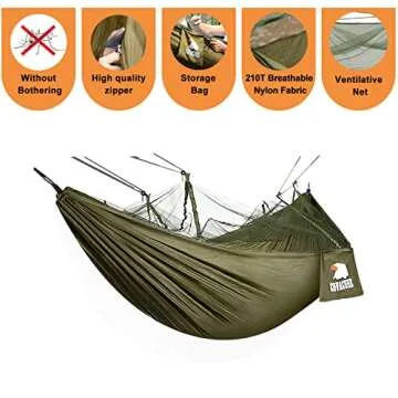 COVACURE Camping Hammock with Net - Lightweight Double Hammock 2 * 10ft Straps, Portable Hammocks, Camping Accessories for Outdoor, Hiking, Camping, Backpacking, Travel, Beach