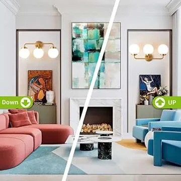 Deyidn Gold Bathroom Vanity Light Fixtures Over Mirror, Modern Brass 3 Lights Wall Sconce with Milky Glass Ball Shade, Mid Century Farmhouse Vanity Lighting