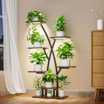 Plant Stand Indoor with Grow Lights - 7 Tiered Plant Shelf Indoor, Corner Plant Stands for Indoor Pl...
