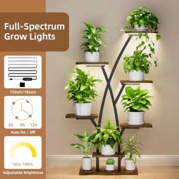 Plant Stand Indoor with Grow Lights - 7 Tiered Plant Shelf Indoor, Corner Plant Stands for Indoor Plants Multiple, 42" Metal Plant Shelves, Plant Flower Holder Display Rack for Home Patio Balcony