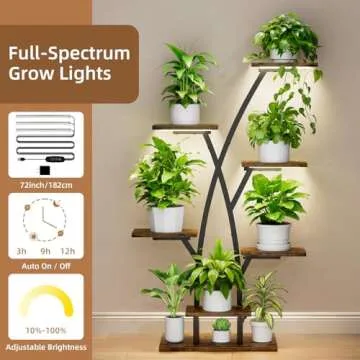 Plant Stand Indoor with Grow Lights - 7 Tiered Plant Shelf Indoor, Corner Plant Stands for Indoor Plants Multiple, 42" Metal Plant Shelves, Plant Flower Holder Display Rack for Home Patio Balcony
