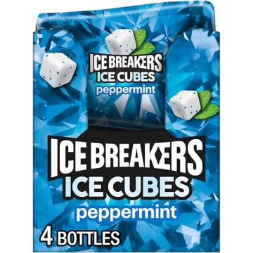 ICE BREAKERS Ice Cubes Peppermint Sugar Free Chewing Gum Bottles, 3.24 oz (6 Count, 40 Pieces)